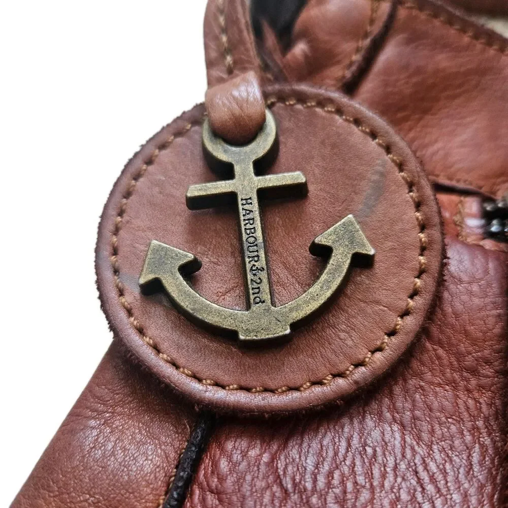 Harbour 2nd Vera Genuine Leather Crossbody Bag Brown Adjustable Strap Purse Boho